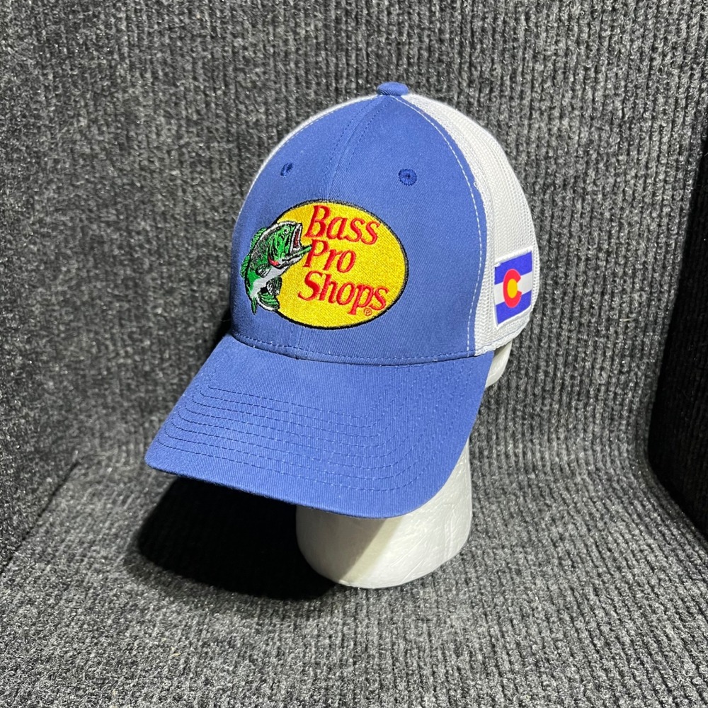Bass Pro Shops Colorado Hat Mens OSFA Blue Flag Mesh Trucker Snapback Cap Logo - Picture 1 of 7